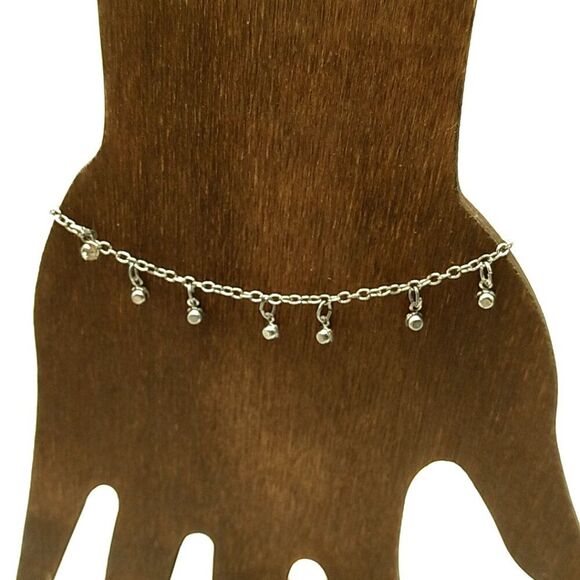 Silver-tone Tiny Dangling Crystal Drops Lightweight Bracelet-Anklet NWOT - Picture 11 of 13